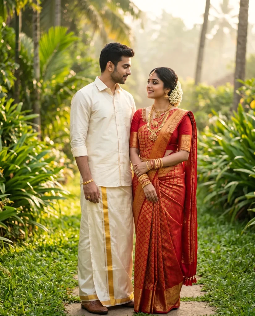 Beautiful Kerala Wedding Couple Prompt: Lush Greenery Edition.