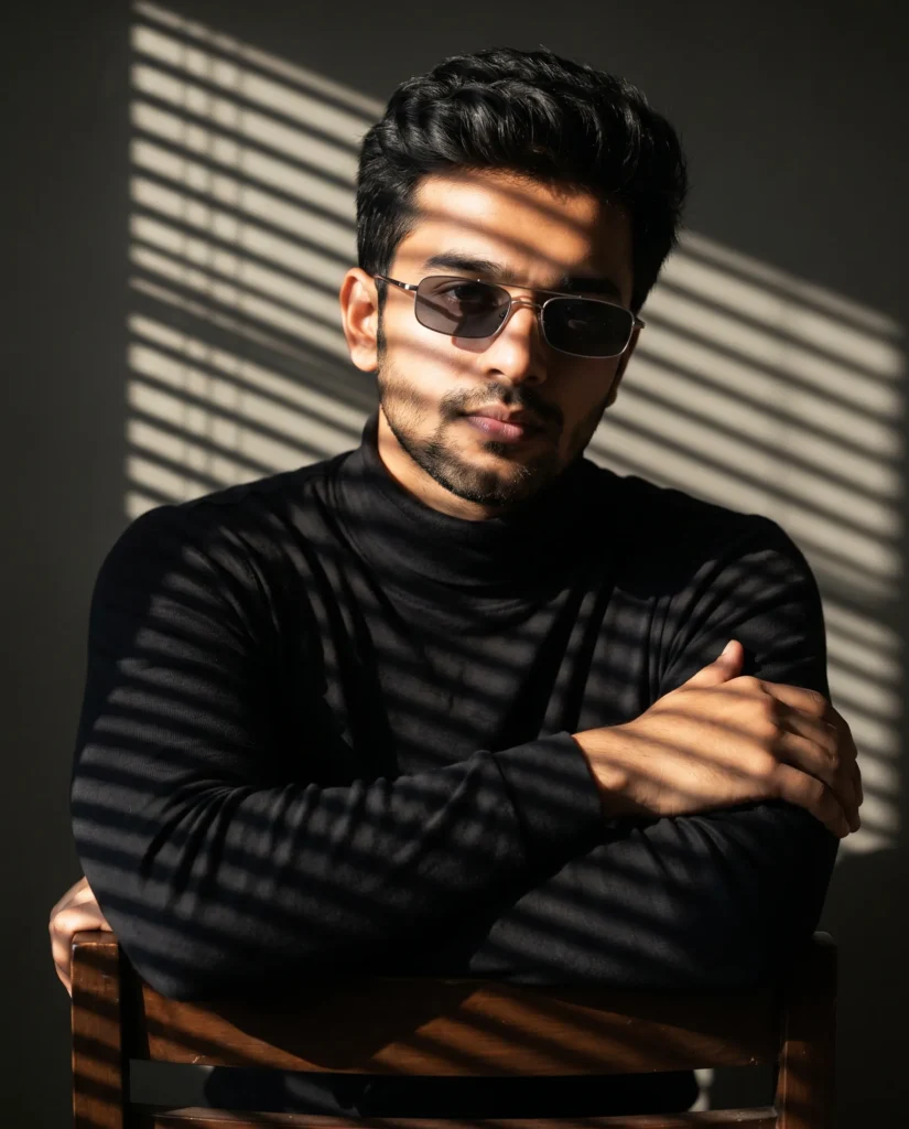 Gemini Cinematic Mens Fashion Portrait Prompt: Dramatic Lighting