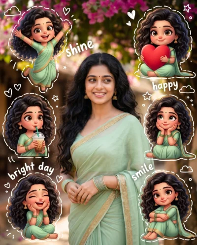AI-generated image: Digital Collage Portrait with Cute Chibi Characters (Gemini Prompt)