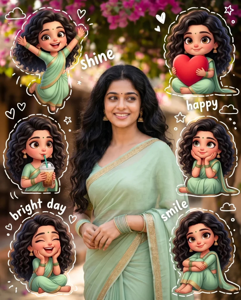 Digital Collage Portrait with Cute Chibi Characters (Gemini Prompt)