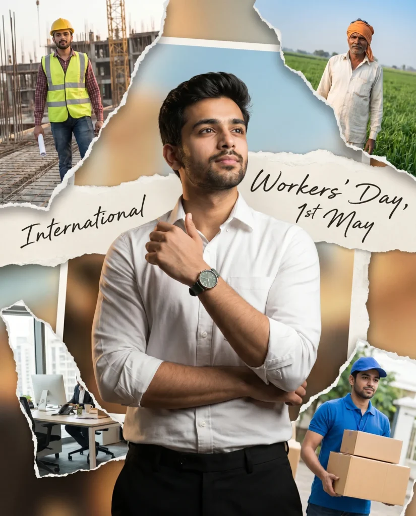 Workers’ Day Collage AI Prompt: Proud Editorial Portrait