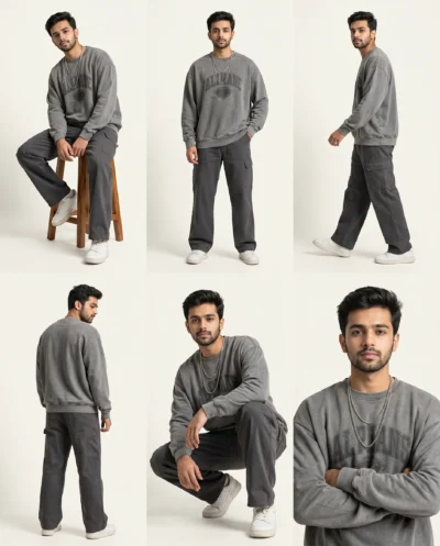 AI-generated image: Fashion Editorial Prompt for a Multi-Angle Men’s Grid