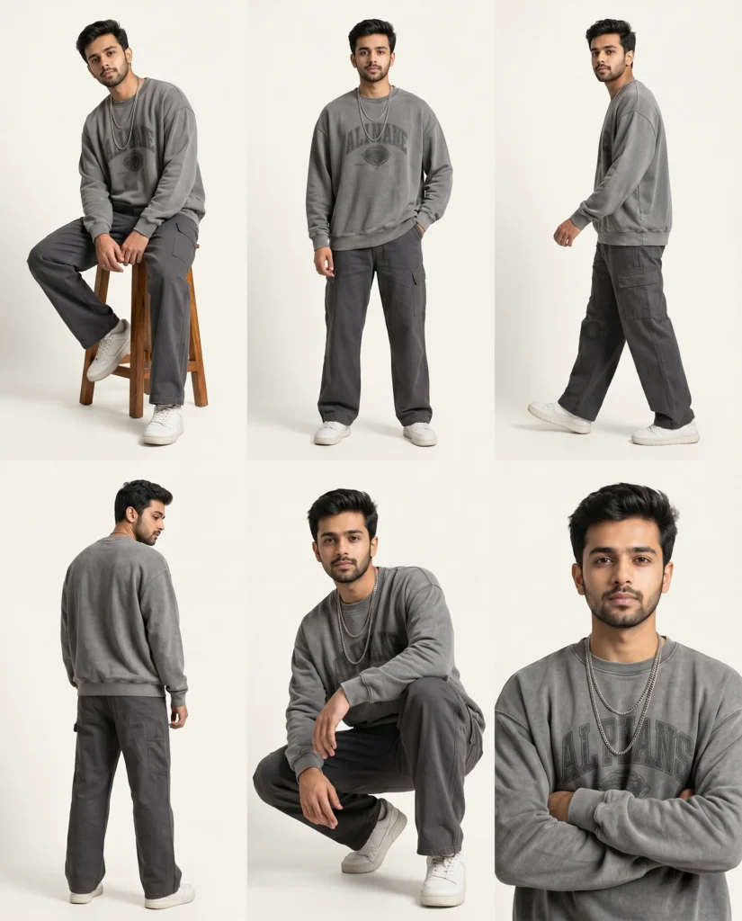 Fashion Editorial Prompt for a Multi-Angle Men’s Grid
