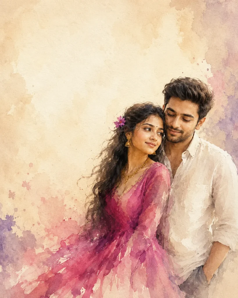 Romantic Impressionist Watercolor Painting Couple Prompt