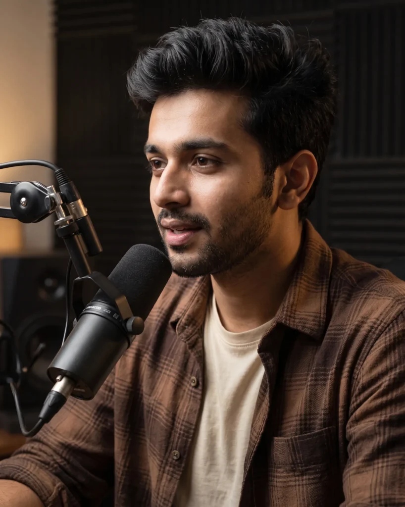Ultra-Realistic South Indian Podcast Host Portrait Prompt