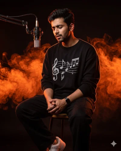 Studio Lighting Prompt: Man Singing Cinematic Portrait