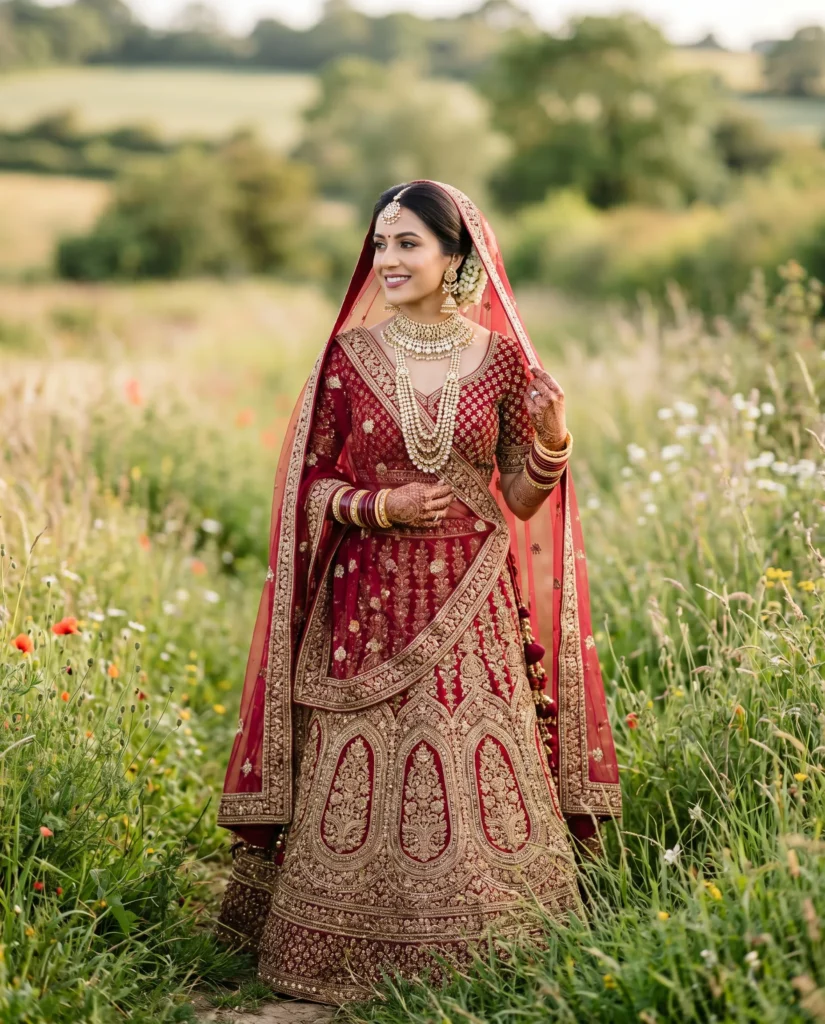 Realistic Gemini Bridal Prompt: North Indian Lehenga Portrait