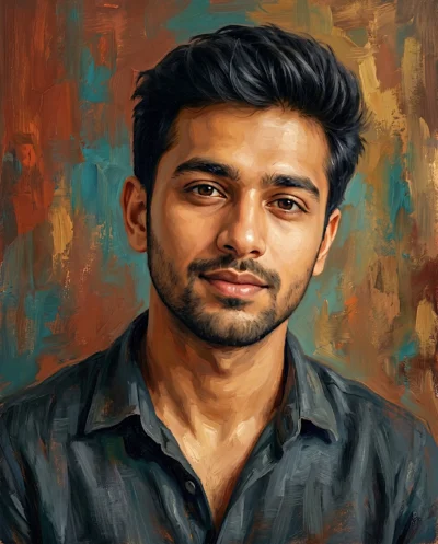 Oil Painting Style Prompt: Warm Cinematic Male Portrait