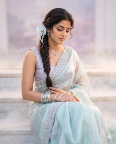 AI-generated image: Saree Image Prompt: South Indian Fashion Editorial