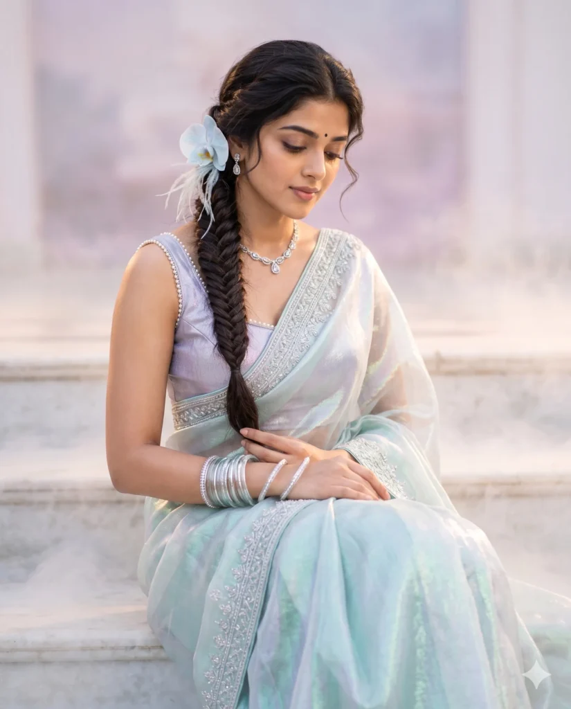 Saree Image Prompt: South Indian Fashion Editorial