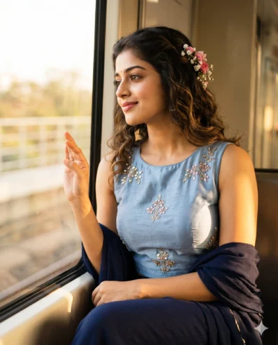 AI-generated image: Metro Prompt: Cinematic Indian Woman Train Portrait