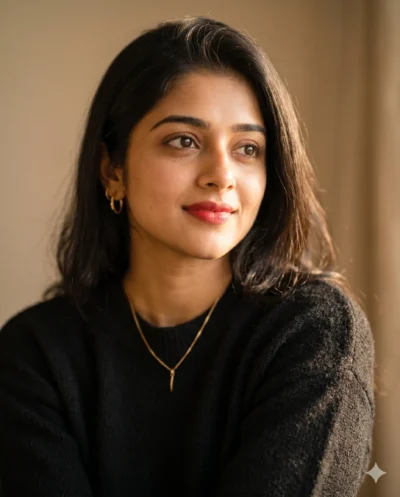 AI-generated image: Gemini DP Prompt: Natural Woman Portrait in Black Sweater