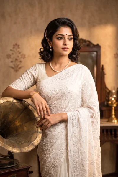 1970s Bollywood Vintage Saree Prompt: Retro Gemini Portrait