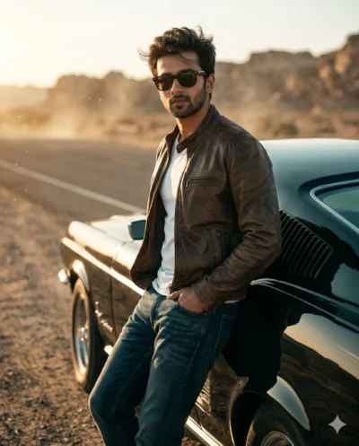 AI-generated image: Vintage Car Prompt: Cinematic Desert Portrait