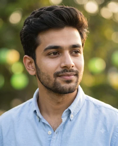 South Asian Man Portrait Prompt in Golden Hour Light