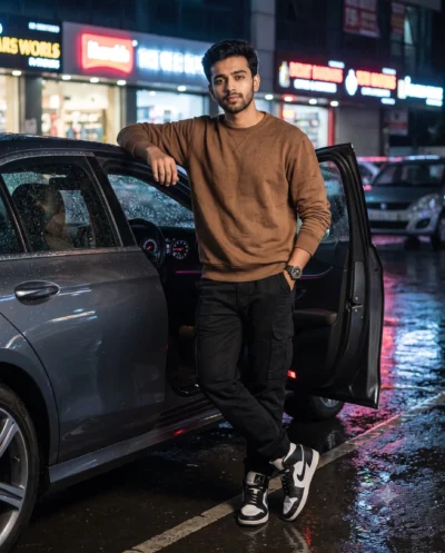 Cinematic Car Photo AI Prompt: Night Portrait