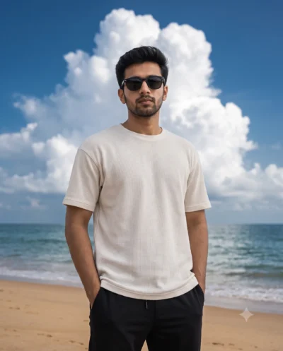 Confident Man Beach Photo Prompt for Gemini