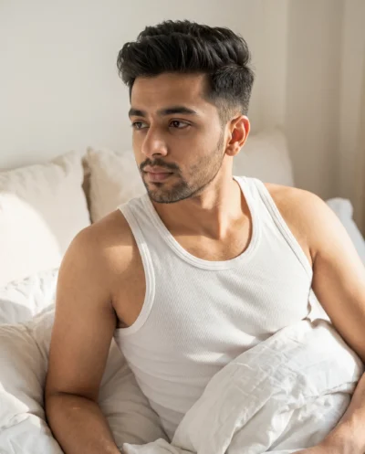 Realistic Portrait Prompt: Cozy Morning Bedroom