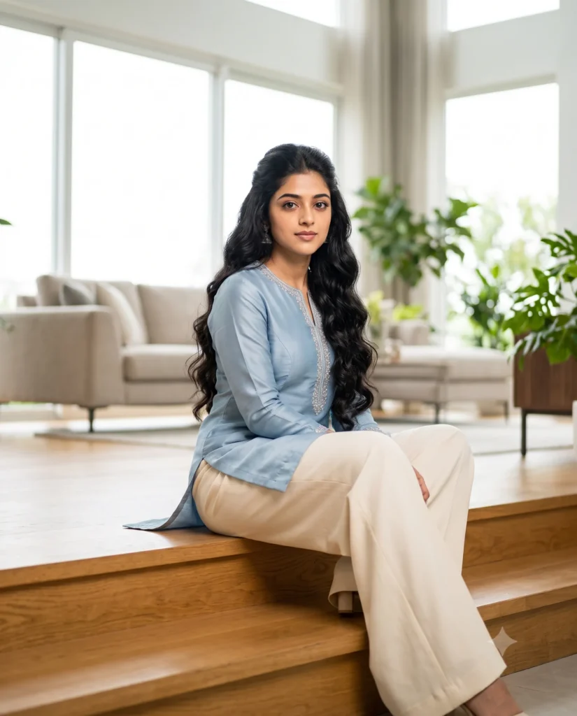 Elegant Fashion Portrait South Asian Woman Prompt
