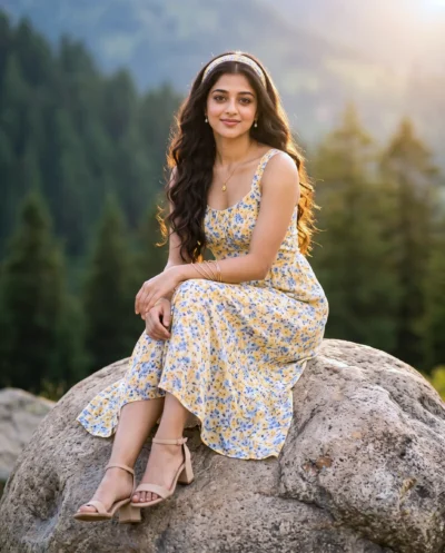 High Fashion Portrait Prompt: Woman by an Alpine Lake
