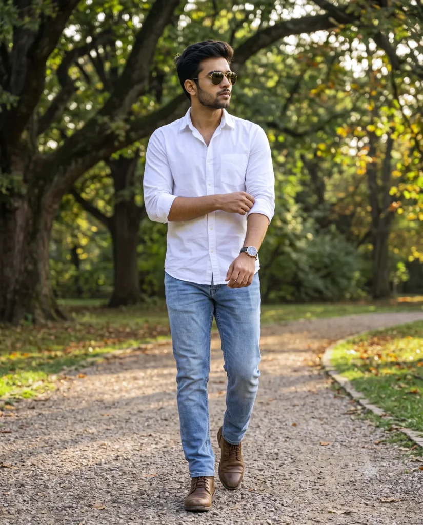 Cinematic Man Walking Prompt for Outdoor Portraits