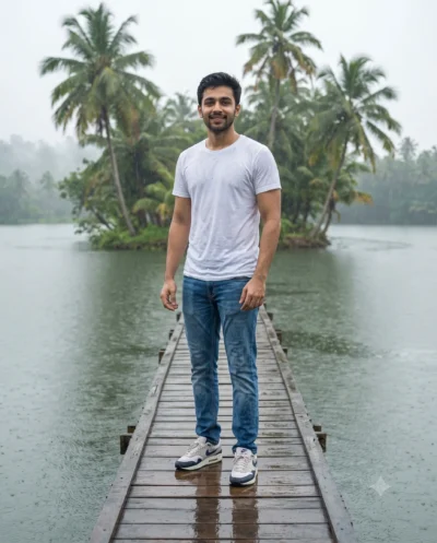 Nature Vibe Photo Prompt of a Man on a Lake