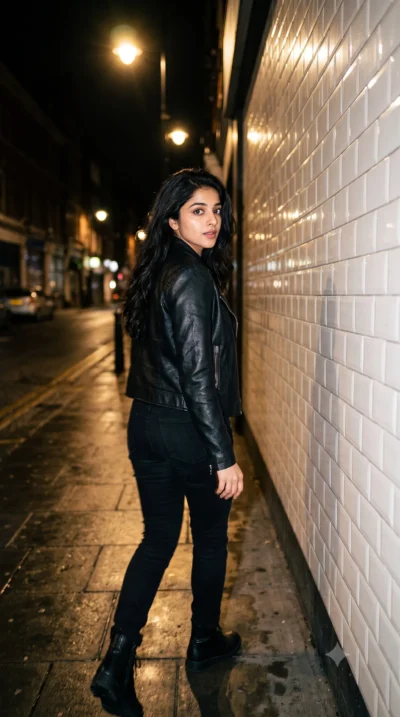 Nighttime Portrait Prompt: Candid Flash Photography