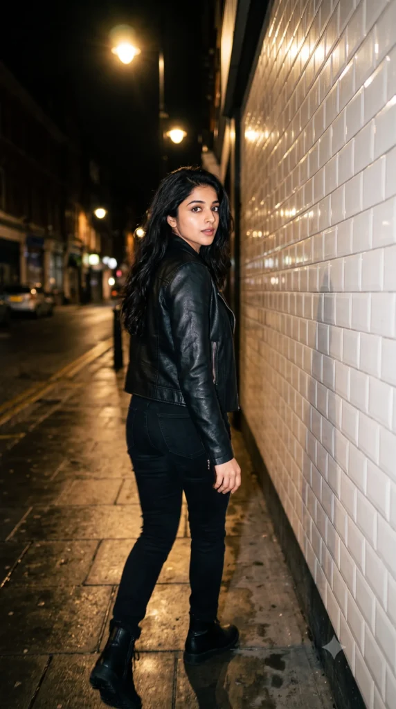 Nighttime Portrait Prompt: Candid Flash Photography