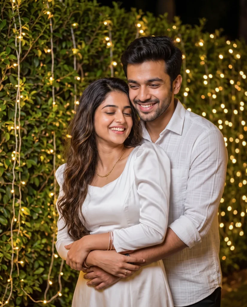 Romantic Night Couple Prompt with Festive Fairy Lights