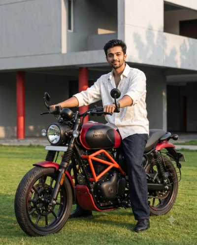 Royal Enfield Portrait: Cinematic Men Fashion Prompt
