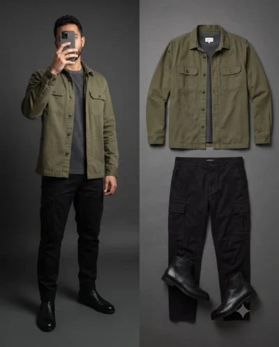 Mens Fashion Lookbook Prompt: Split Screen Outfit