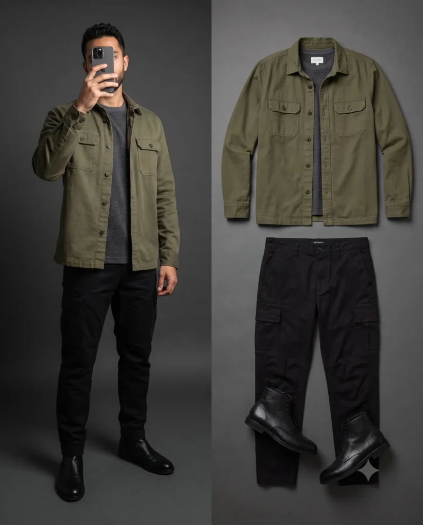Mens Fashion Lookbook Prompt: Split Screen Outfit