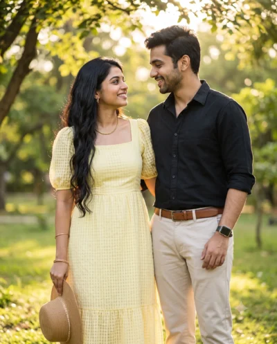 Sunlit Couple Portrait Prompt for Summer Photos