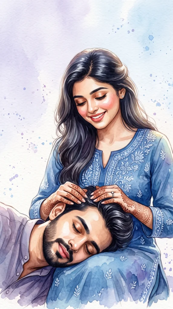 Watercolor Couple Portrait Prompt for Lockscreen (Wallpaper)