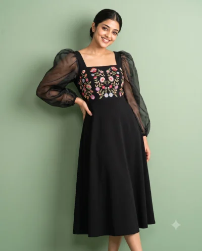 High Fashion Black Dress Prompt for Studio Portraits