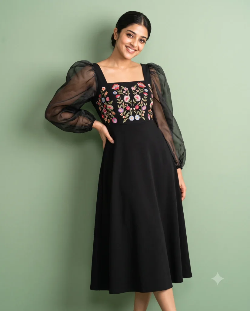 High Fashion Black Dress Prompt for Studio Portraits