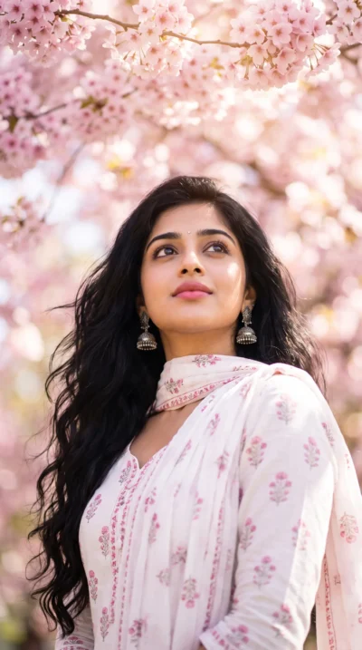 Serene South Asian Woman Floral Salwar Prompt