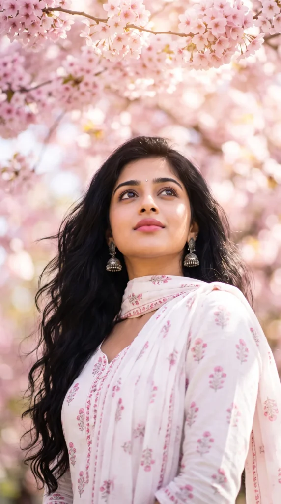 Serene South Asian Woman Floral Salwar Prompt