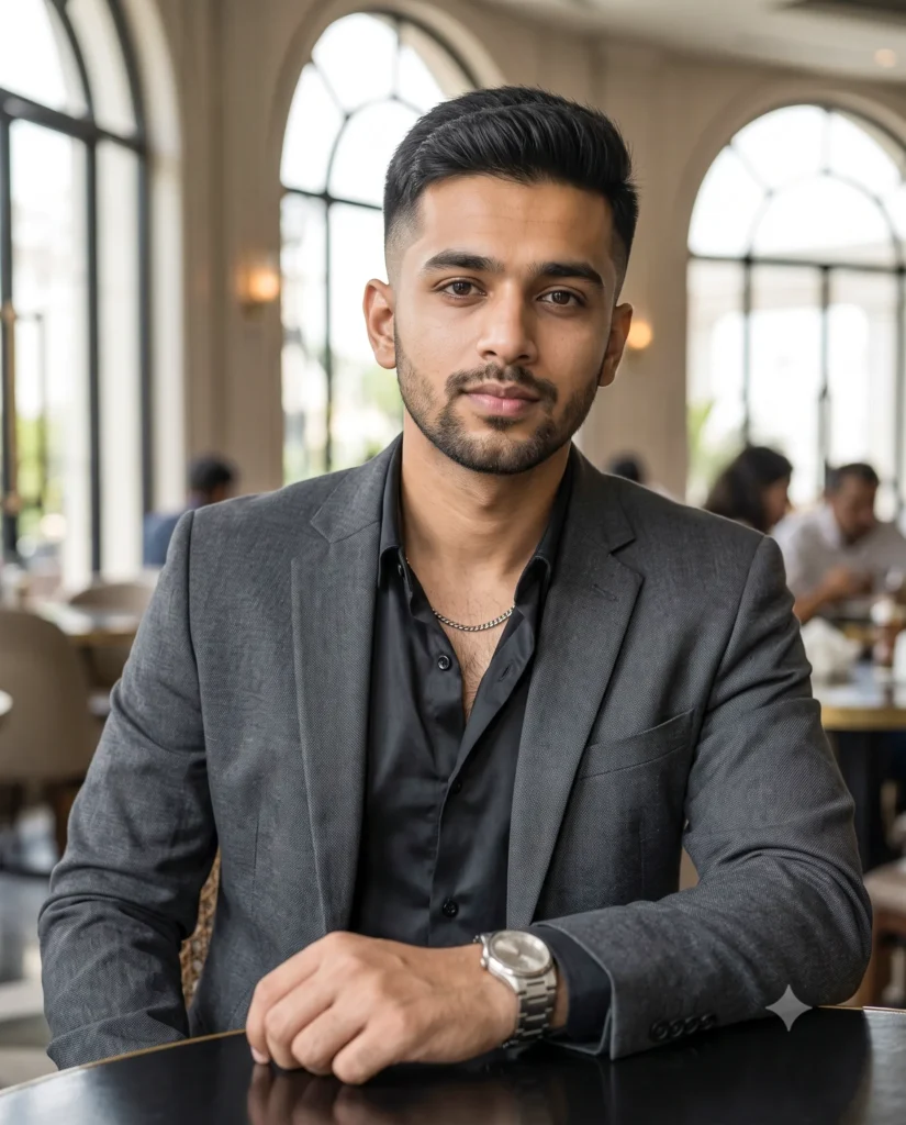 Male Portrait Prompt: Cinematic Cafe Aesthetic