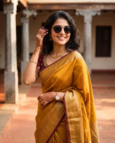 Cinematic Yellow Saree Portrait (Gemini Prompt)