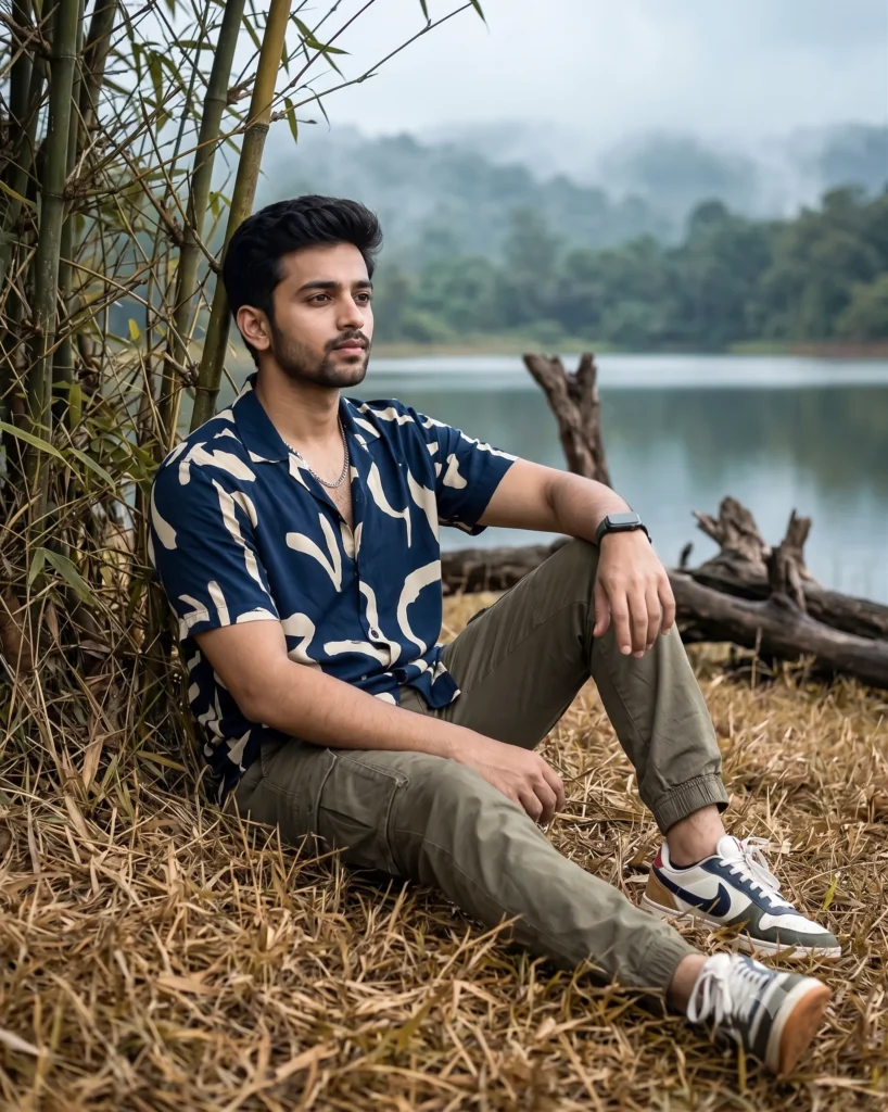 Cinematic Lakeside Portrait Prompt for Men
