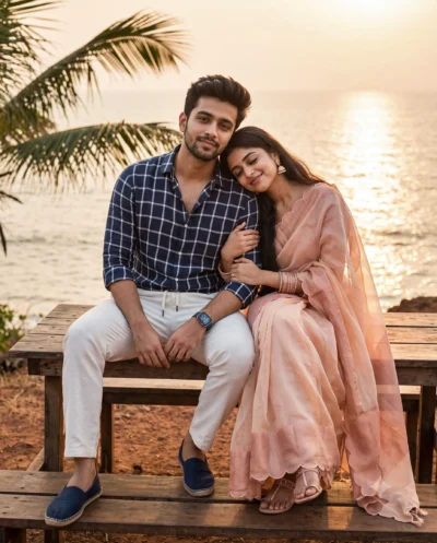 Sunset Couple Portrait Prompt on a Coastal Overlook