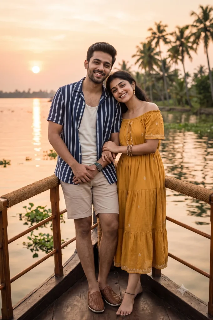 Houseboat Couple Portrait Prompt at Sunset