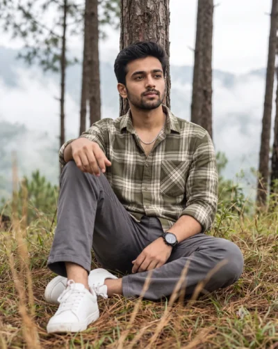 AI-generated image: Mountain Forest Portrait Prompt for Men