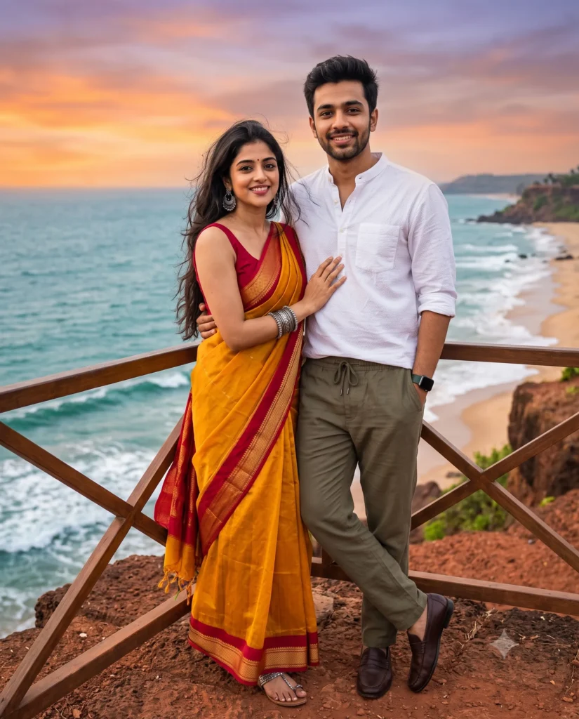 Sunset Cliff Couple Prompt at Golden Hour
