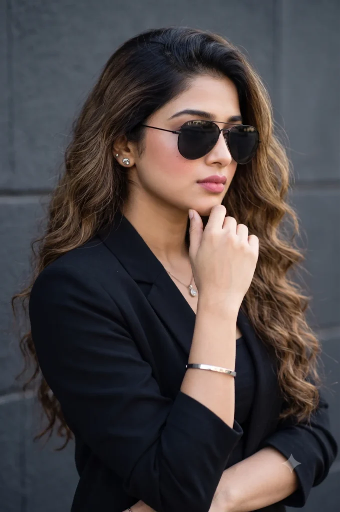 Woman Fashion Portrait Prompt in Black Blazer