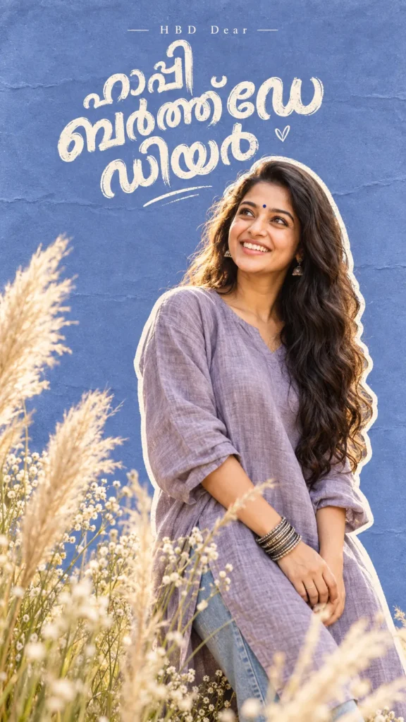 Malayalam Birthday Poster Prompt: South Asian Woman Portrait