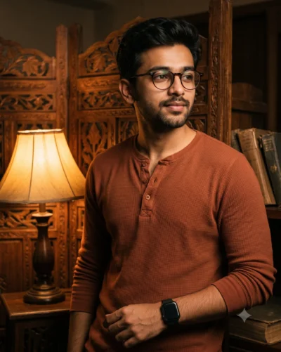 Candid Man Photo Prompt for Cozy Indoor Portraits