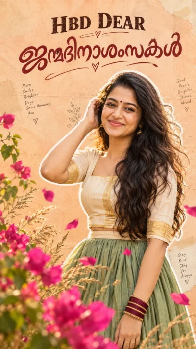 AI-generated image: Malayalam Birthday Wish Prompt in Scrapbook Style
