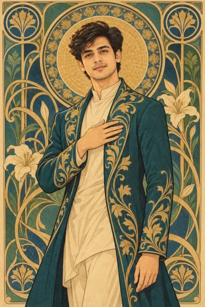 Men’s Art Nouveau Portrait Prompt for Vintage Posters